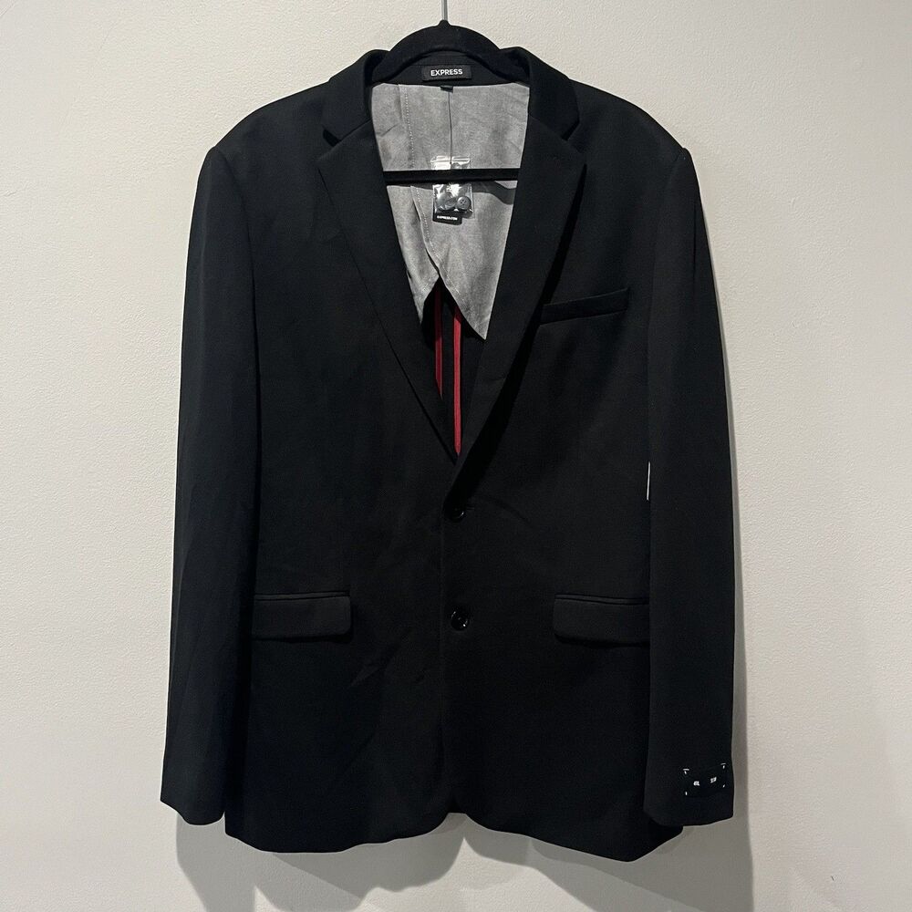 EXPRESS Blazer Men’s 41L Slim Two‎ Button Sport Coat JACKET Black Career  Preppy